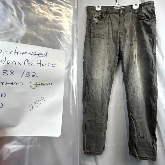 DISTRESSED MODERN CULTURE size 38x32 Men's Jeans Gray - Picture 12 of 15